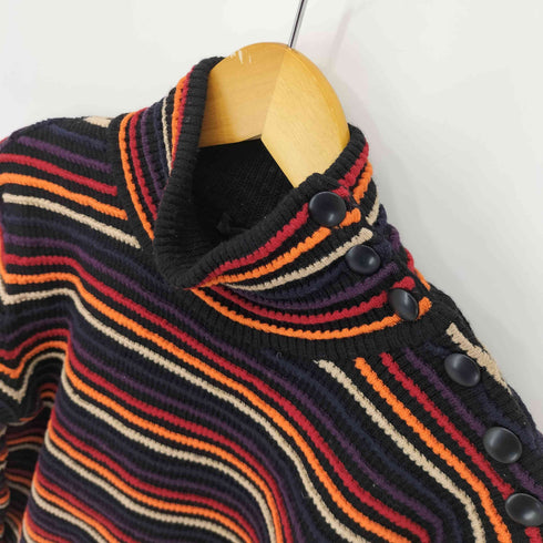 リキエルオム RYKIEL HOMME ウール100% 肩ボタン 3Dボーダー ニット レディース EUR:46
