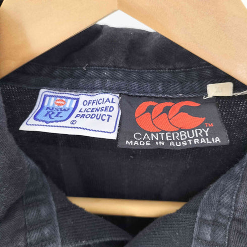 カンタベリー CANTERBURY 90S オーストラリア製 ラスタカラー ボーダー ワッペン S/S ラガー シャツ ポロ メンズ import:XL