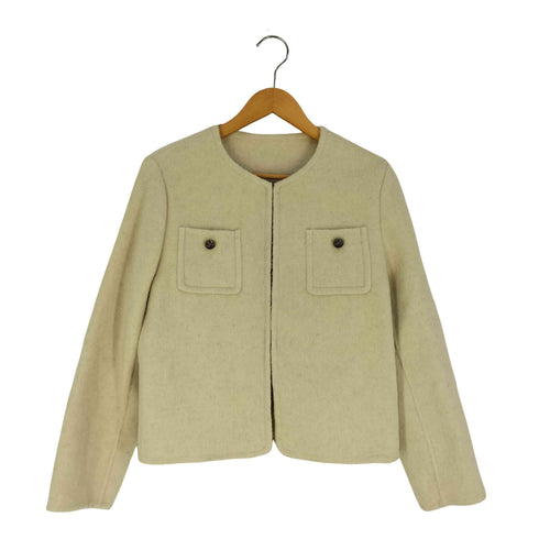 シルク混 ウール ノーカラージャケット レディース import:M