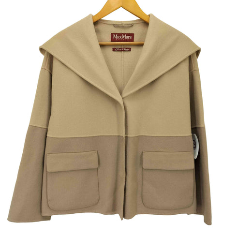 マックスマーラステュディオ MAX MARA STUDIO CUCITO A MANO カシミヤ混ダブルフェイスフーデットジャケット レディース 40