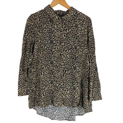 ザラ ZARA trf collection レオパード柄 長袖レーヨンシャツ レディース import:M