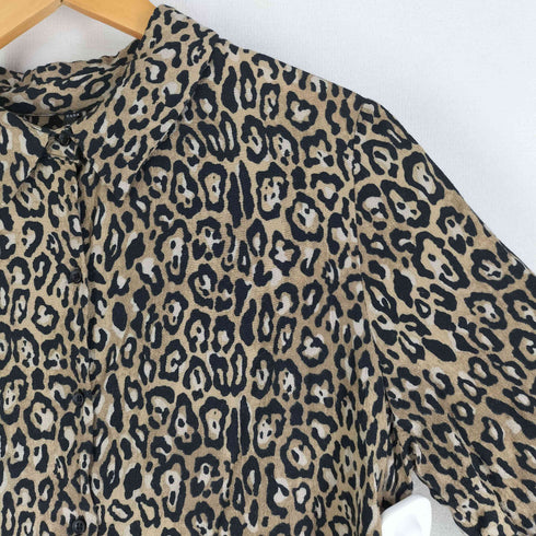 ザラ ZARA trf collection レオパード柄 長袖レーヨンシャツ レディース import:M