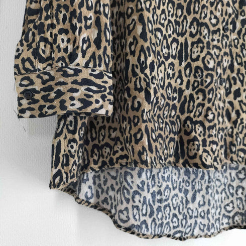 ザラ ZARA trf collection レオパード柄 長袖レーヨンシャツ レディース import:M
