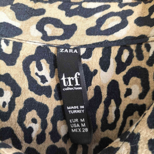 ザラ ZARA trf collection レオパード柄 長袖レーヨンシャツ レディース import:M