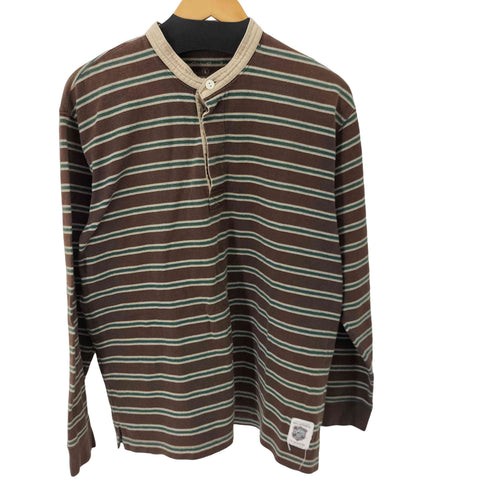 エディーバウアー Eddie Bauer ボーダーノーカラーラガーシャツ メンズ JPN:L