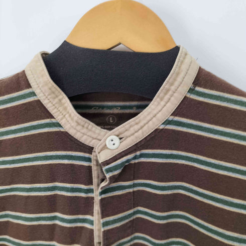 エディーバウアー Eddie Bauer ボーダーノーカラーラガーシャツ メンズ JPN:L