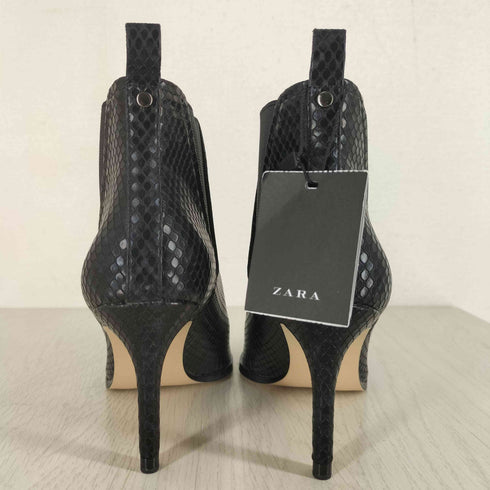 ザラ ZARA WOMAN ショートブーツ ポインテッドトゥ 型押 サイドゴア レディース EUR:36