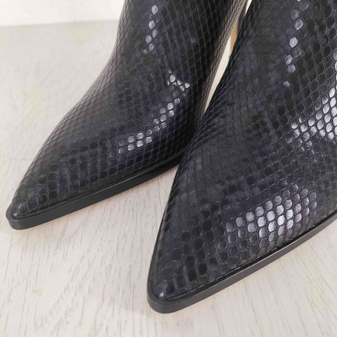 ザラ ZARA WOMAN ショートブーツ ポインテッドトゥ 型押 サイドゴア レディース EUR:36