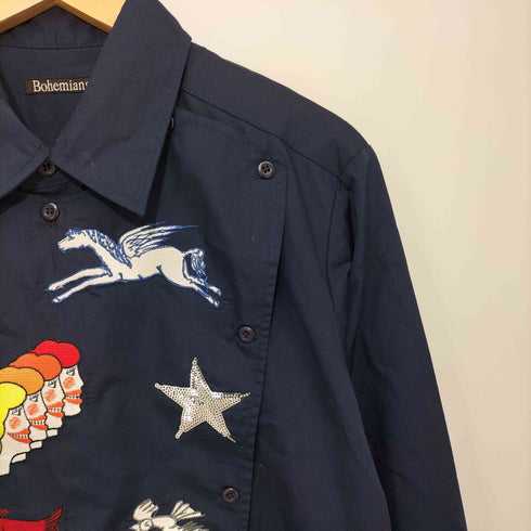 ボヘミアンズ BOHEMIANS キャラクター刺繍 ロングスリーブ変形シャツ メンズ JPN:M