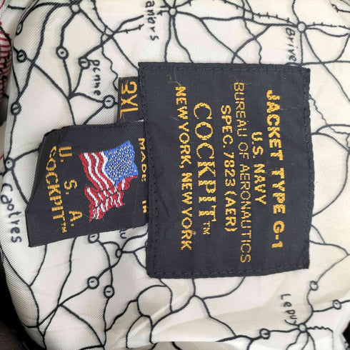COCKPIT Cockpit USA Top Gun Navy G-1 Leather Jacket メンズ 3XL
