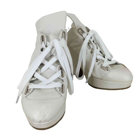 ヴィヴィアンウエストウッド Vivienne Westwood チャンキーヒールレザーレースアップサンダル レディース M