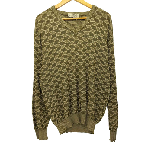 プロントウォモ PRONTO UOMO 90-00S イタリア製 Vネック 総柄 L/S ニット メンズ import:L