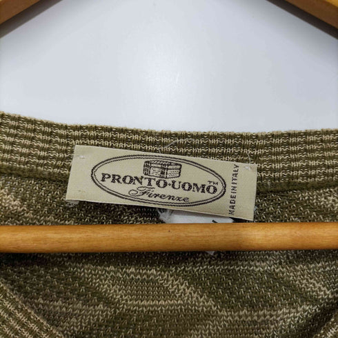 プロントウォモ PRONTO UOMO 90-00S イタリア製 Vネック 総柄 L/S ニット メンズ import:L