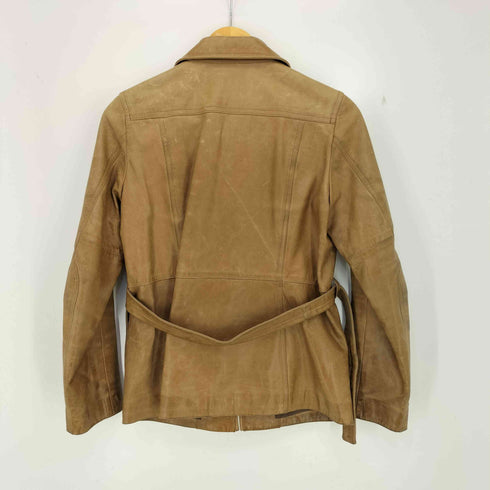 マカフィー MACPHEE 丸襟 牛革 シングルライダースジャケット レディース