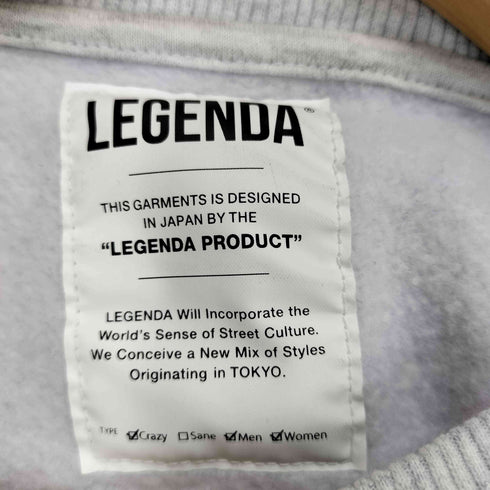 レジェンダ LEGENDA フロント刺繍クルーネックスウェット メンズ FREE