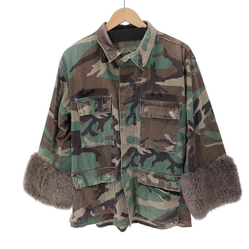 frederich 袖ファードッキング ウッドランドカモミリタリージャケット レディース MEDIUM-REGULAR