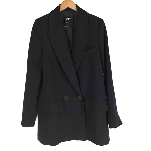 ザラ ZARA フルイドブレザー ダブルブレスト テーラードジャケット パワーショルダー レディース import:M