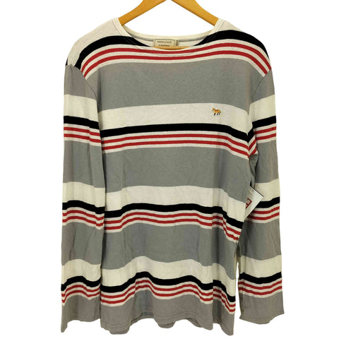 メゾンキツネ MAISON KITSUNE 胸ワッペン ボーダー ロンT メンズ JPN:M