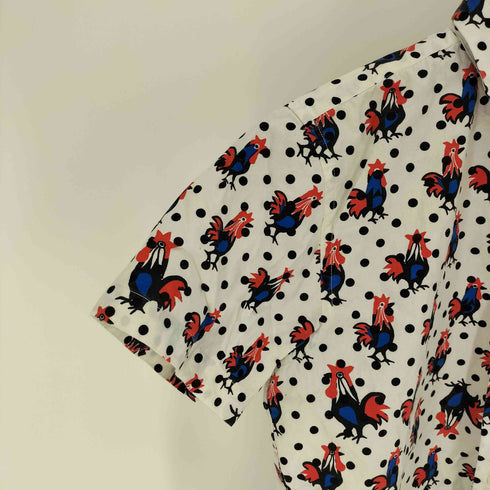 ブラックコムデギャルソン BLACK COMME des GARCONS AD2013 プリント加工 ニワトリ ドット 総柄 S/S シャツ メンズ JPN:S