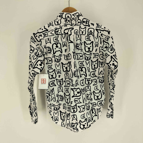 ブラックコムデギャルソン BLACK COMME des GARCONS AD2013 ネコ アニマル プリント 総柄 L/S シャツ メンズ JPN:XS