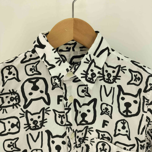 ブラックコムデギャルソン BLACK COMME des GARCONS AD2013 ネコ アニマル プリント 総柄 L/S シャツ メンズ JPN:XS