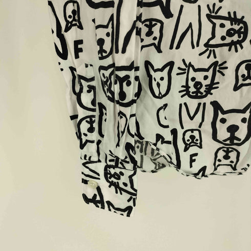 ブラックコムデギャルソン BLACK COMME des GARCONS AD2013 ネコ アニマル プリント 総柄 L/S シャツ メンズ JPN:XS