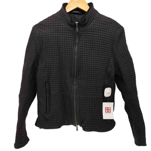 アルマーニコレツィオーニ ARMANI COLLEZIONI エンボス加工シングルライダース ラムレザージャケット メンズ 52