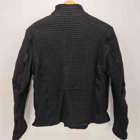 アルマーニコレツィオーニ ARMANI COLLEZIONI エンボス加工シングルライダース ラムレザージャケット メンズ 52