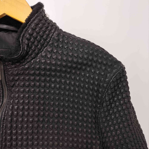 アルマーニコレツィオーニ ARMANI COLLEZIONI エンボス加工シングルライダース ラムレザージャケット メンズ 52
