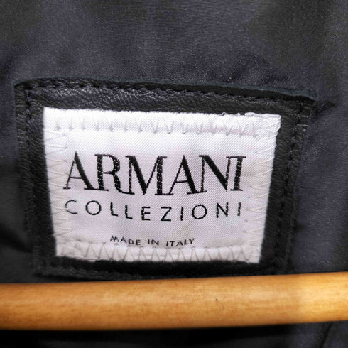 アルマーニコレツィオーニ ARMANI COLLEZIONI エンボス加工シングルライダース ラムレザージャケット メンズ 52