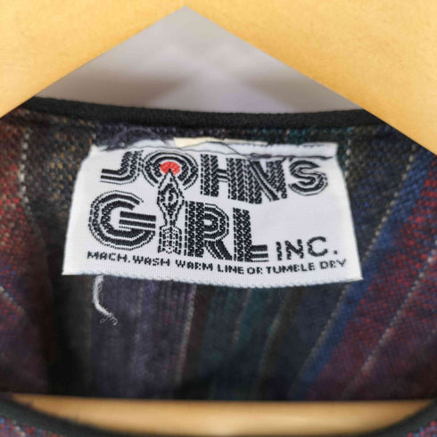 JOHNS GIRL 90S マルチストライプ ノーカラーデザインジャケット レディース
