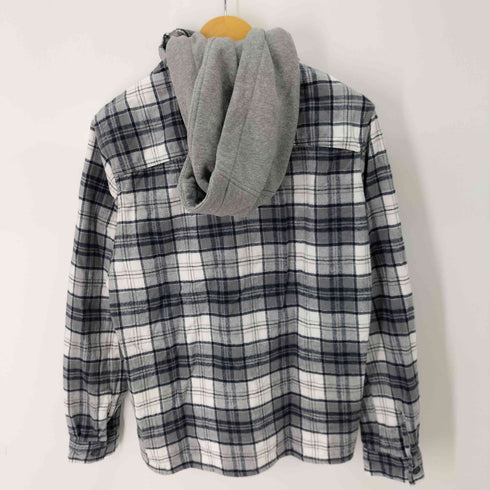 ザラ ZARA フードドッキングネルチェックシャツジャケット メンズ JPN:S
