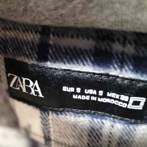 ザラ ZARA フードドッキングネルチェックシャツジャケット メンズ JPN:S