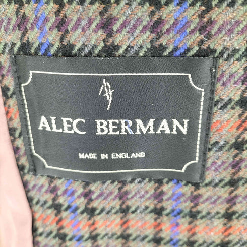 セットアップ ALEC BERMAN 80S~90S イングランド製 ノーカラー ウールカシミヤ混 チェックジャケット スカート レディース
