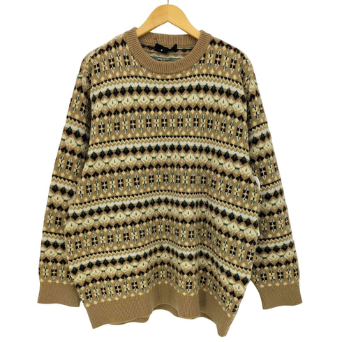 am2 カシミヤ100 ノルディック柄 クルーネックニット メンズ