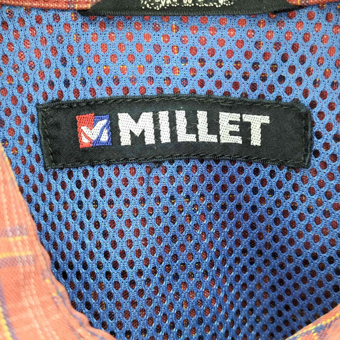 ミレー MILLET 同色 ロゴ 刺繍 フラップポケット チェック フィッシングシャツ メンズ SU9