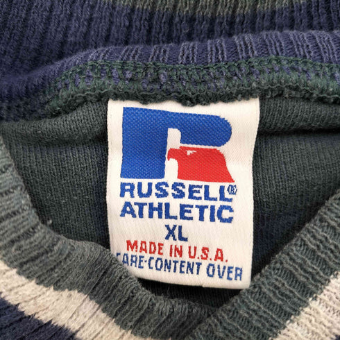 ラッセルアスレチック RUSSELL ATHLETIC 90s MADE IN USA 裾ロゴ Vネックスウェット メンズ import:XL