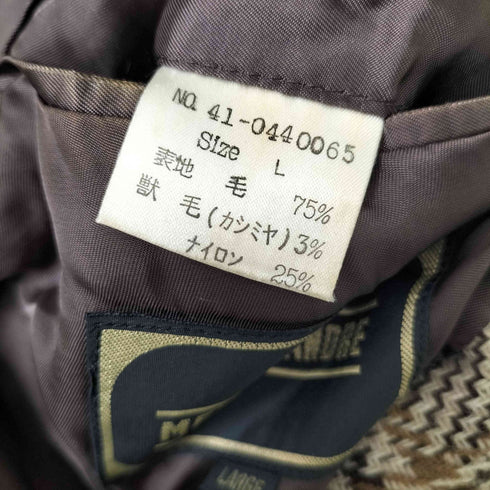 MEN'S FLANDRE カシミヤ 混 ウール 千鳥格子 チェック 2B テーラードジャケット メンズ import:L