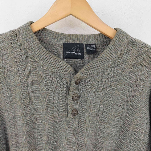 ビルブラス BILL BLASS USA製 コットンアクリル ヘンリーネックニット メンズ import:L