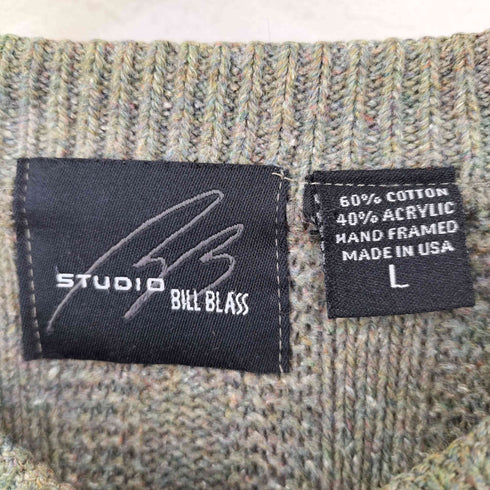 ビルブラス BILL BLASS USA製 コットンアクリル ヘンリーネックニット メンズ import:L