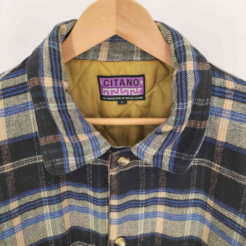 CITANO 裏地キルティング チェック シャツジャケット メンズ import:L