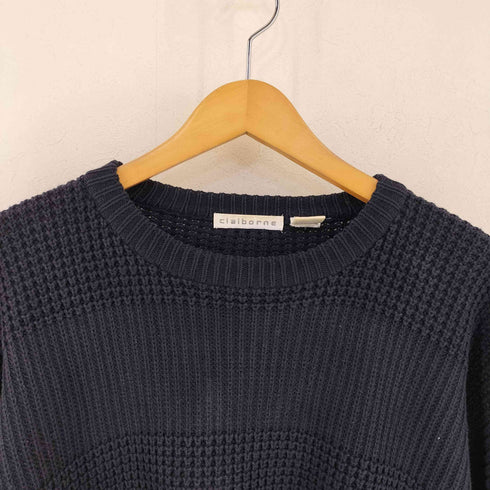 クレイボーン Claiborne 香港製 ワッフル コットン クルーネックニット メンズ import:XL
