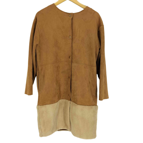 ザラ ZARA 裾ファー切替ノーカラーコート レディース JPN:M