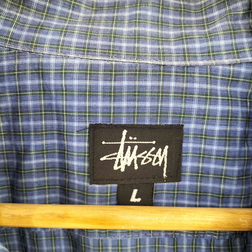 ステューシー Stussy USA製 チェック オープンカラーシャツ メンズ import:L