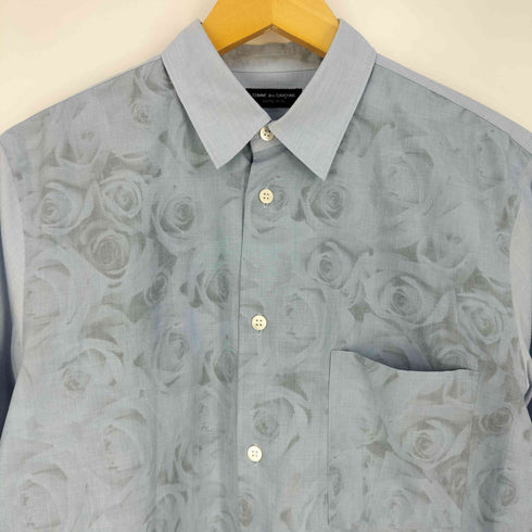 コムデギャルソンオムプリュス COMME des GARCONS HOMME PLUS 90s ローズ 薔薇 プリント 切替 レギュラーカラーシャツ メンズ JPN:M
