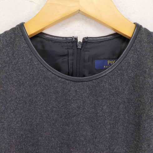ポロラルフローレン POLO RALPH LAUREN カウレザーパイピング ウール ノースリーブ ワンピース レディース 6