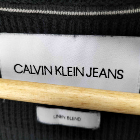 カルバンクラインジーンズ Calvin Klein Jeans LINEN BLEND フロントロゴ刺繍 コットンリネンカーディガン メンズ import:M