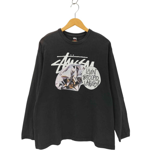 ステューシー Stussy 90-00S OLD LIVIN'STUPID LARGE プリント クルーネック 長袖Tシャツ メンズ JPN:L