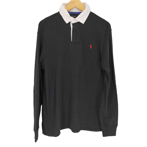 ポロラルフローレン POLO RALPH LAUREN ポニー刺繍ロゴ エルボーパッチ ラガーシャツ メンズ import:L