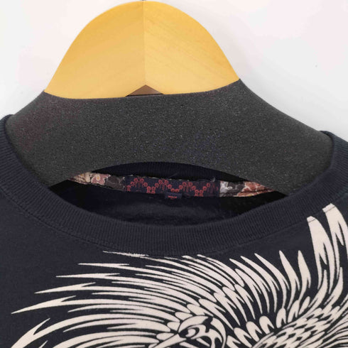 和柄刺繍デザイン L/S Tシャツ メンズ